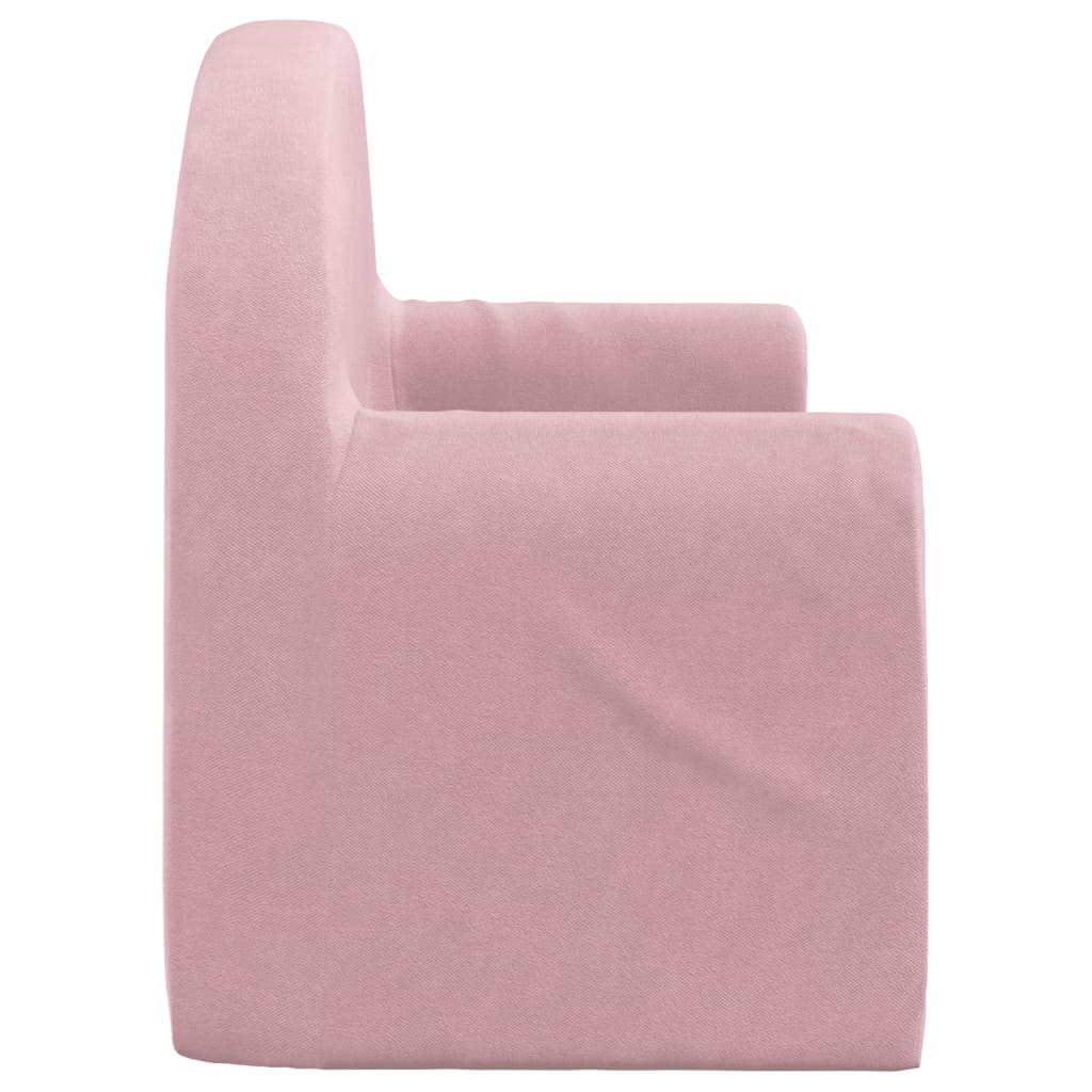 vidaXL divvietīga bērnu dīvāngulta, rozā, mīksts plīšs