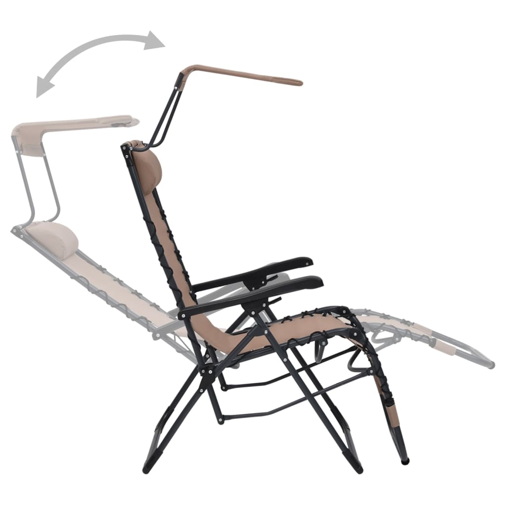 vidaXL salokāms pludmales krēsls, pelēkbrūns tekstilēns
