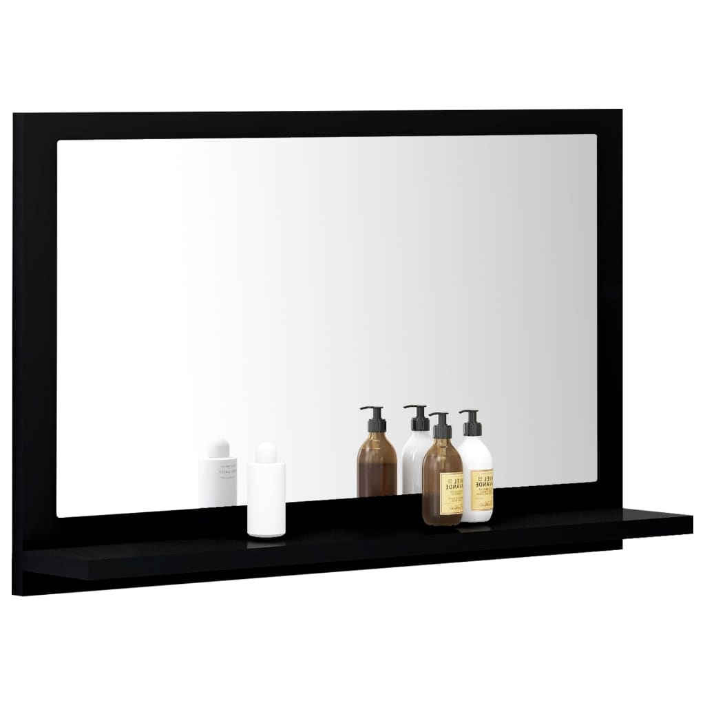 vidaXL vannasistabas spogulis, melns, 60x10,5x37 cm, skaidu plāksne