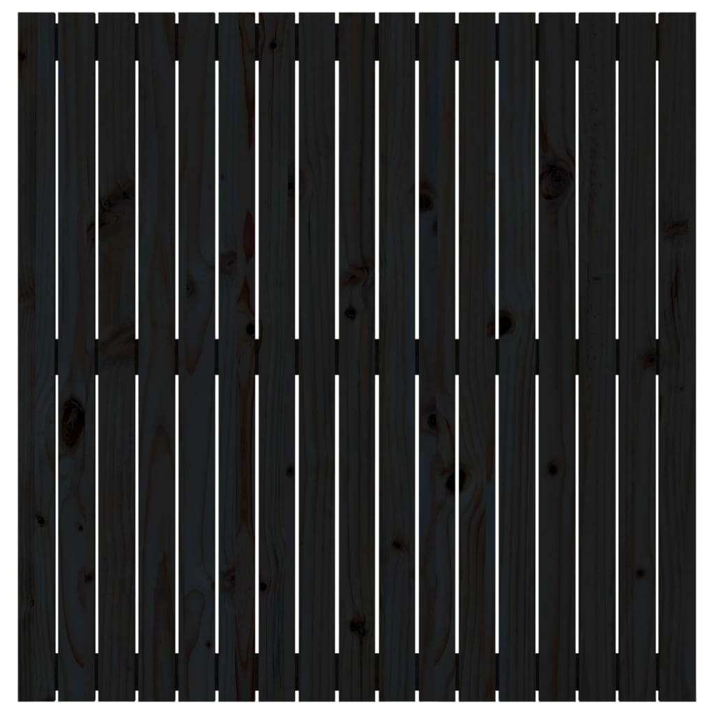 vidaXL sienas galvgalis, melns, 108x3x110 cm, priedes masīvkoks
