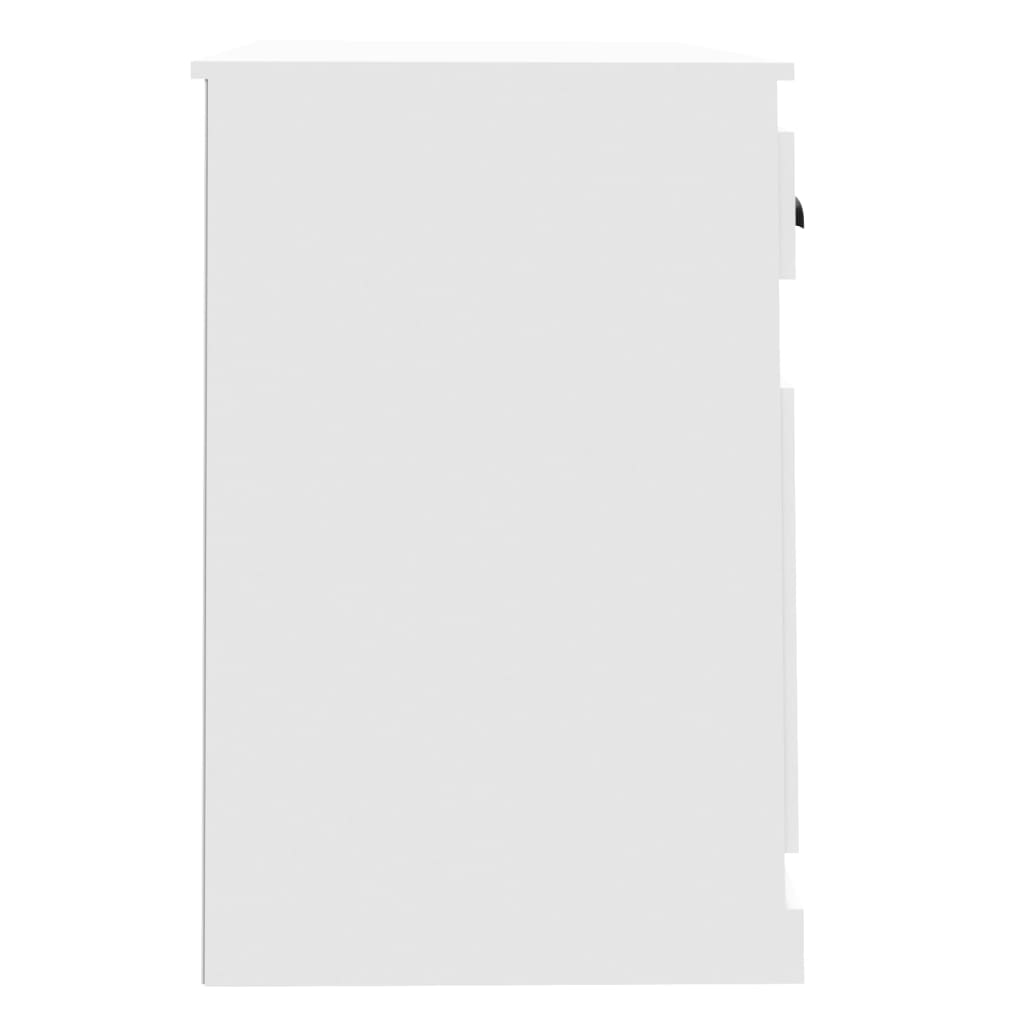 vidaXL rakstāmgalds ar atvilktni, spīdīgi balts, 115x50x76 cm