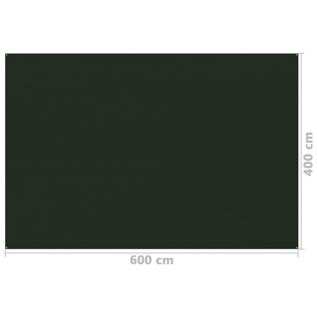 vidaXL telts paklājs, 400x600 cm, tumši zaļš