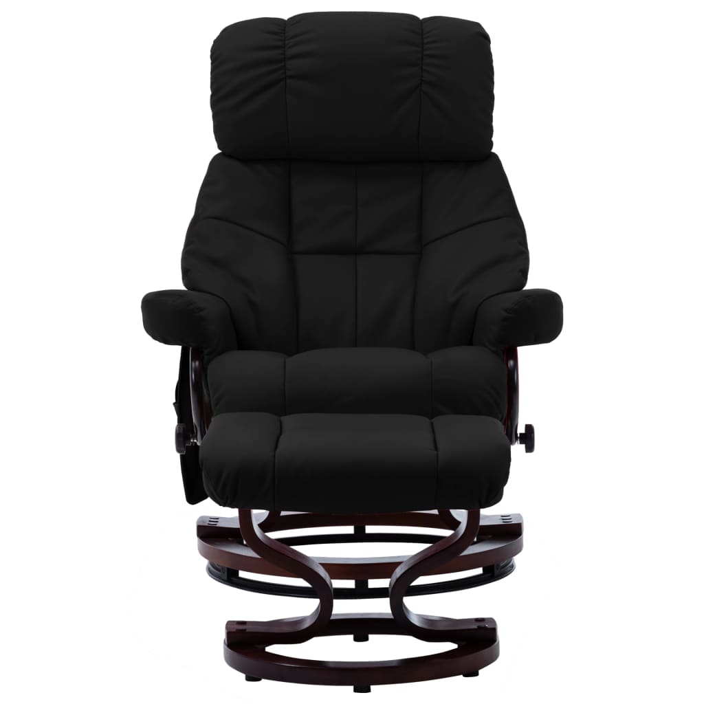 vidaXL masāžas krēsls, atgāžams, melna mākslīgā āda, liekts koks