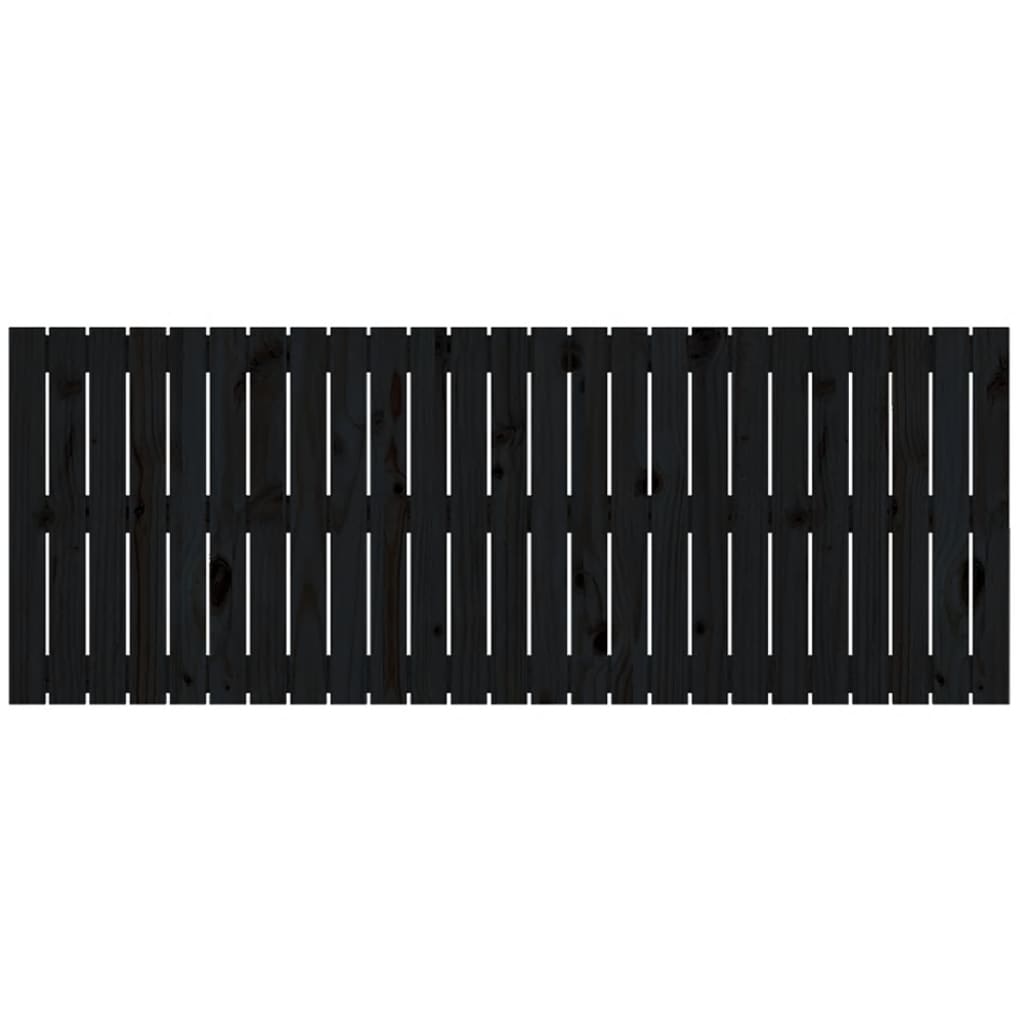 vidaXL sienas galvgalis, melns, 159,5x3x60 cm, priedes masīvkoks