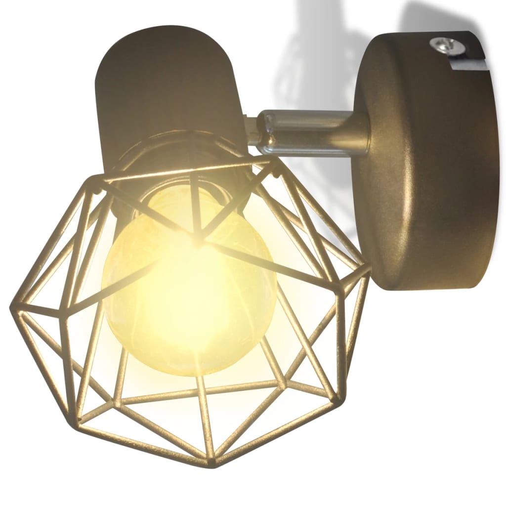 Sienas lampas, 2 gab., LED spuldzes ģeometriskos ietvaros, melnas