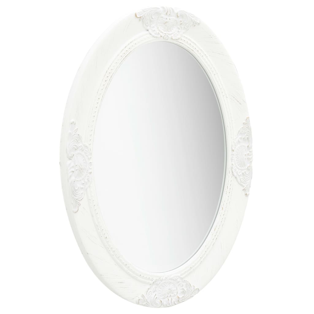 vidaXL baroka stila sienas spogulis, 50x70 cm, balts