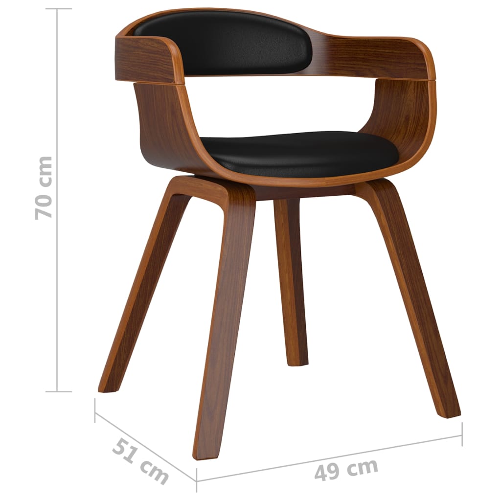 vidaXL virtuves krēsls, liekts koks un melna mākslīgā āda