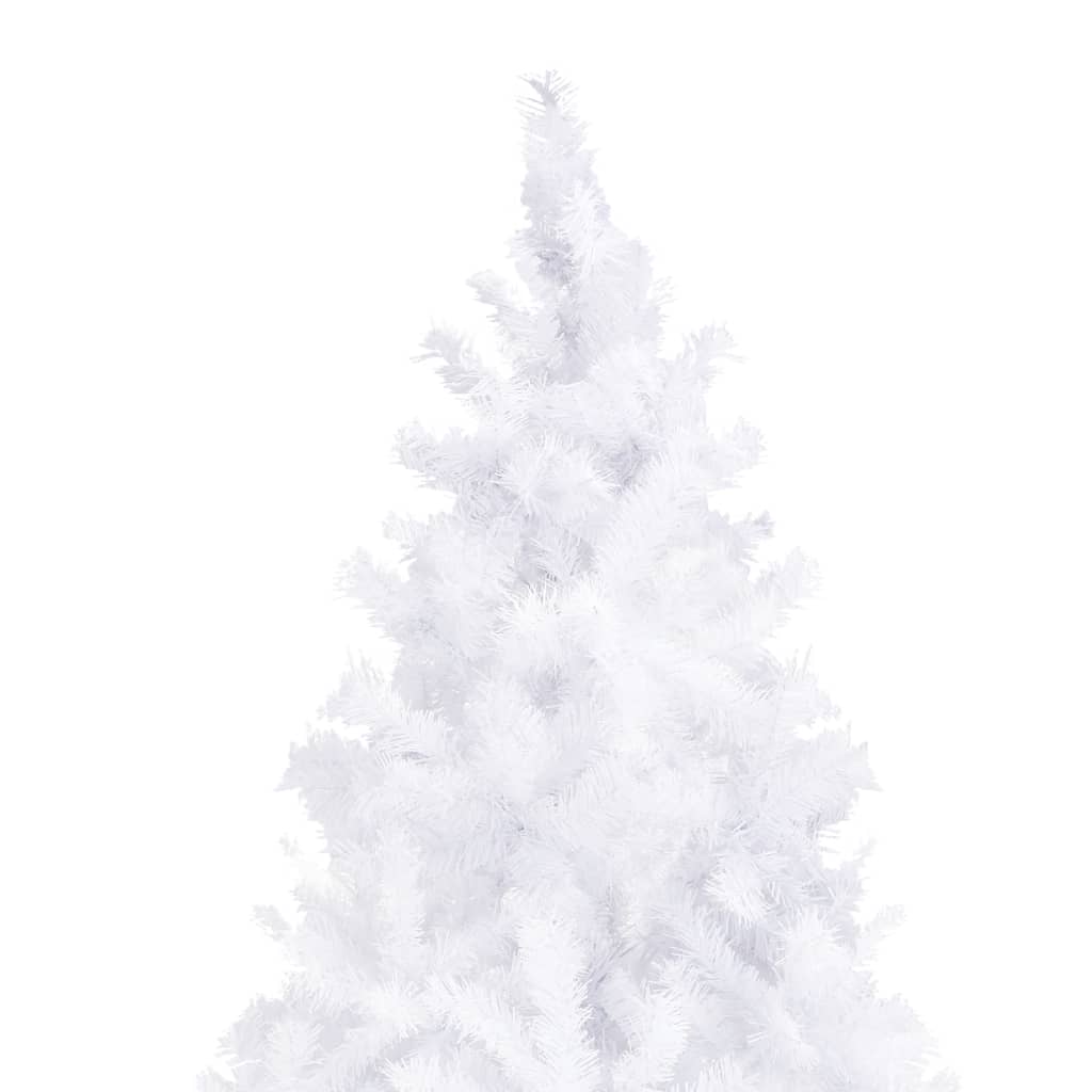 vidaXL izgaismota Ziemassvētku egle ar rotājumiem, LED, balta, 300 cm