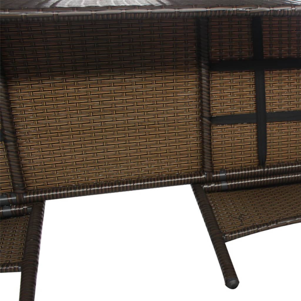 vidaXL divvietīgs dārza dīvāns ar galdiņu, PE rotangpalma, brūns