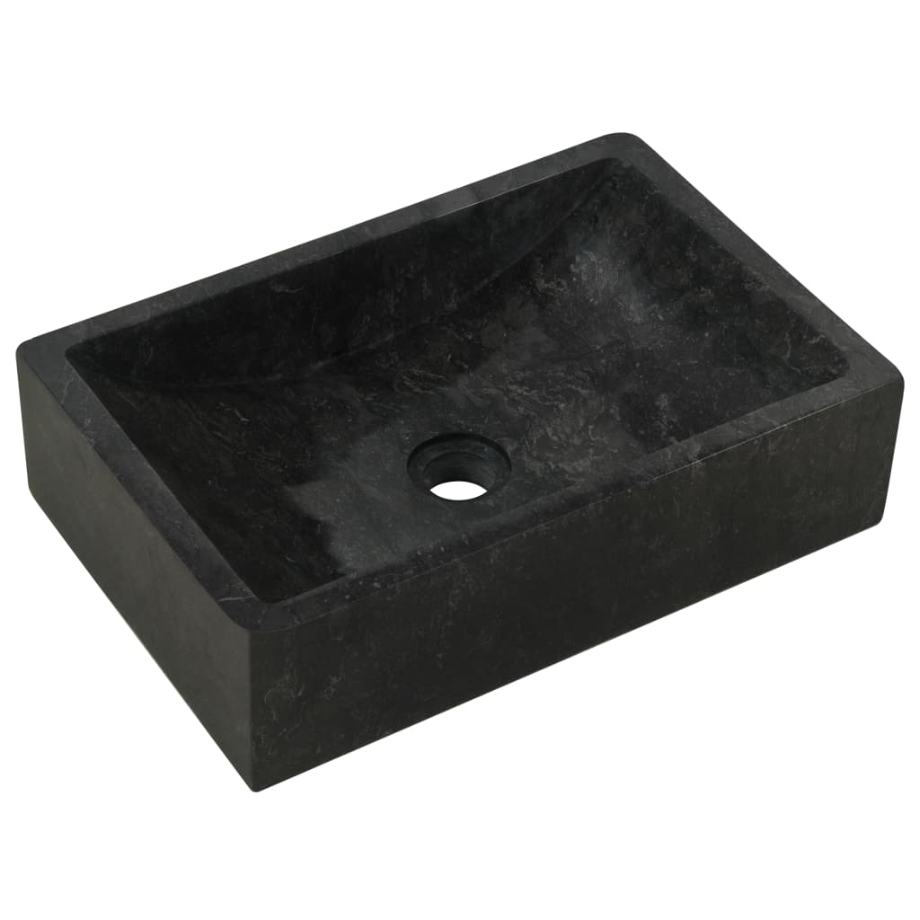 vidaXL vannasistabas plaukts ar izlietnēm, melns marmors, tīkkoks