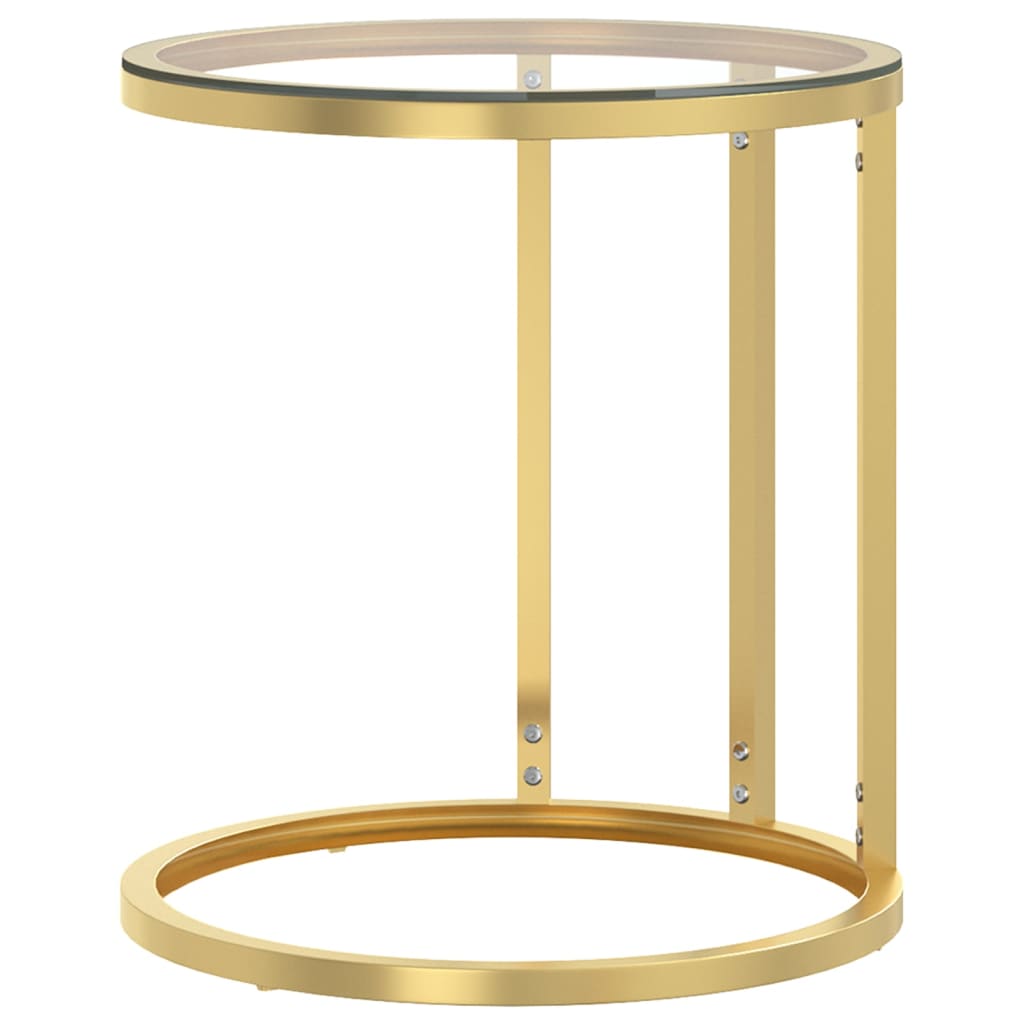 vidaXL galdiņš, zelta krāsa, caurspīdīgs rūdīts stikls, 45 cm
