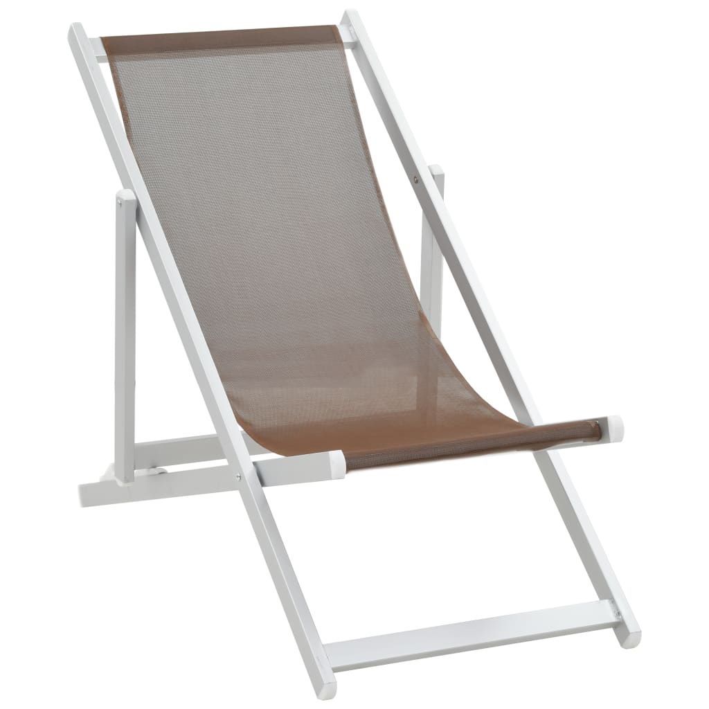 vidaXL pludmales krēsli, 2 gab., alumīnijs, tekstilēns, brūni