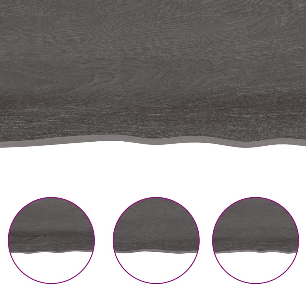 vidaXL galda virsma, tumši brūna, 100x50x(2-4) cm, ozola masīvkoks
