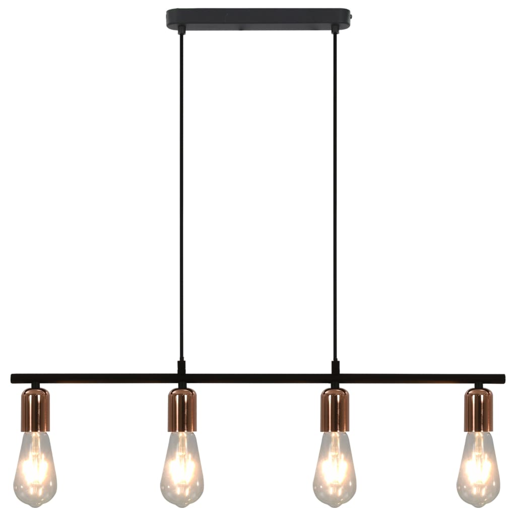 vidaXL griestu lampa ar kvēlspuldzēm, 2 W, E27, melna un vara krāsa