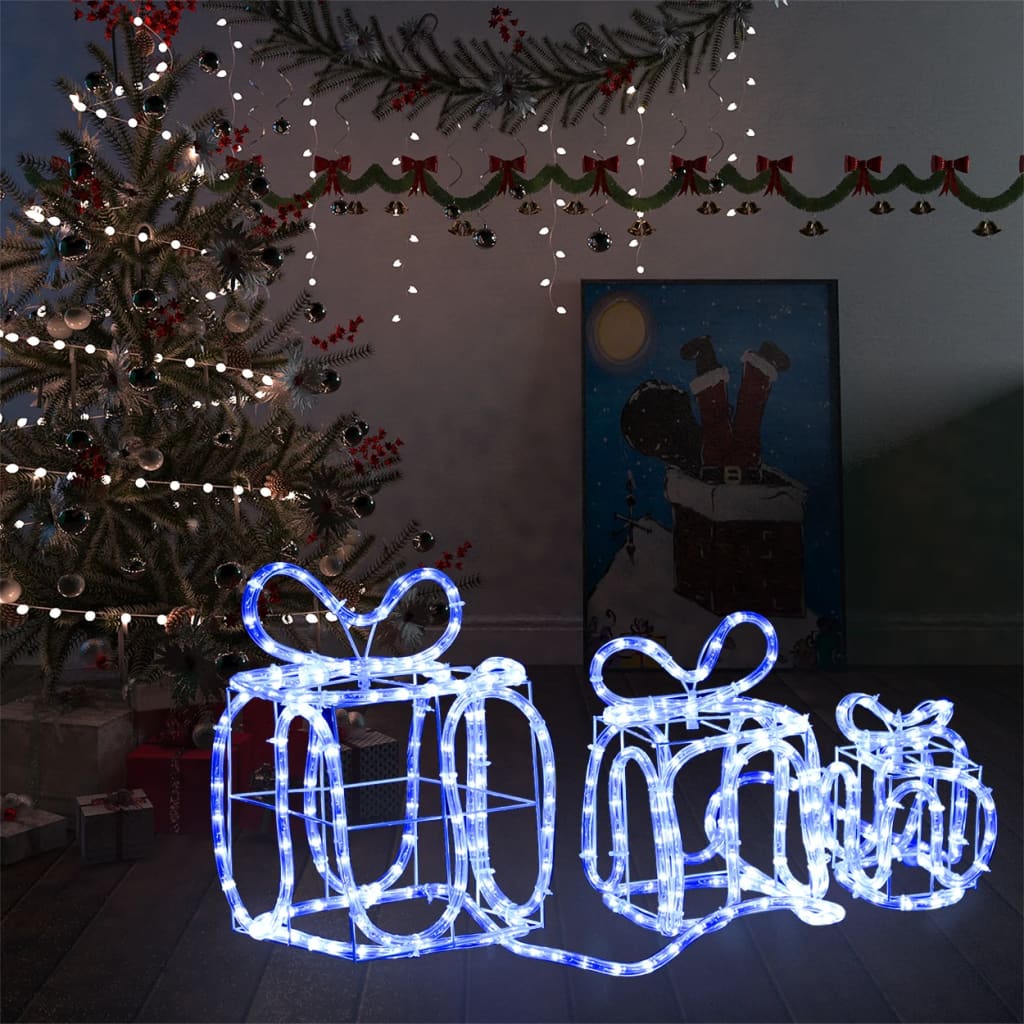 vidaXL Ziemassvētku dekorācija, dāvanu kastes ar 180 LED lampiņām