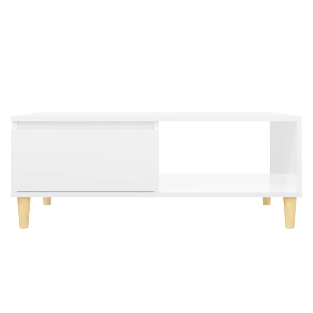 vidaXL kafijas galdiņš, 90x60x35 cm, spīdīgi balts, skaidu plāksne