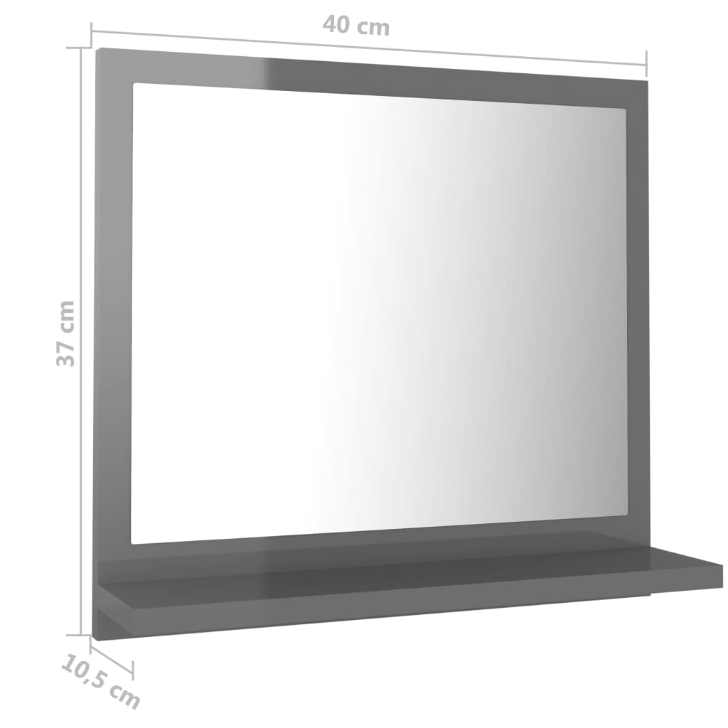 vidaXL vannasistabas spogulis, spīdīgi pelēks, 40x10,5x37 cm