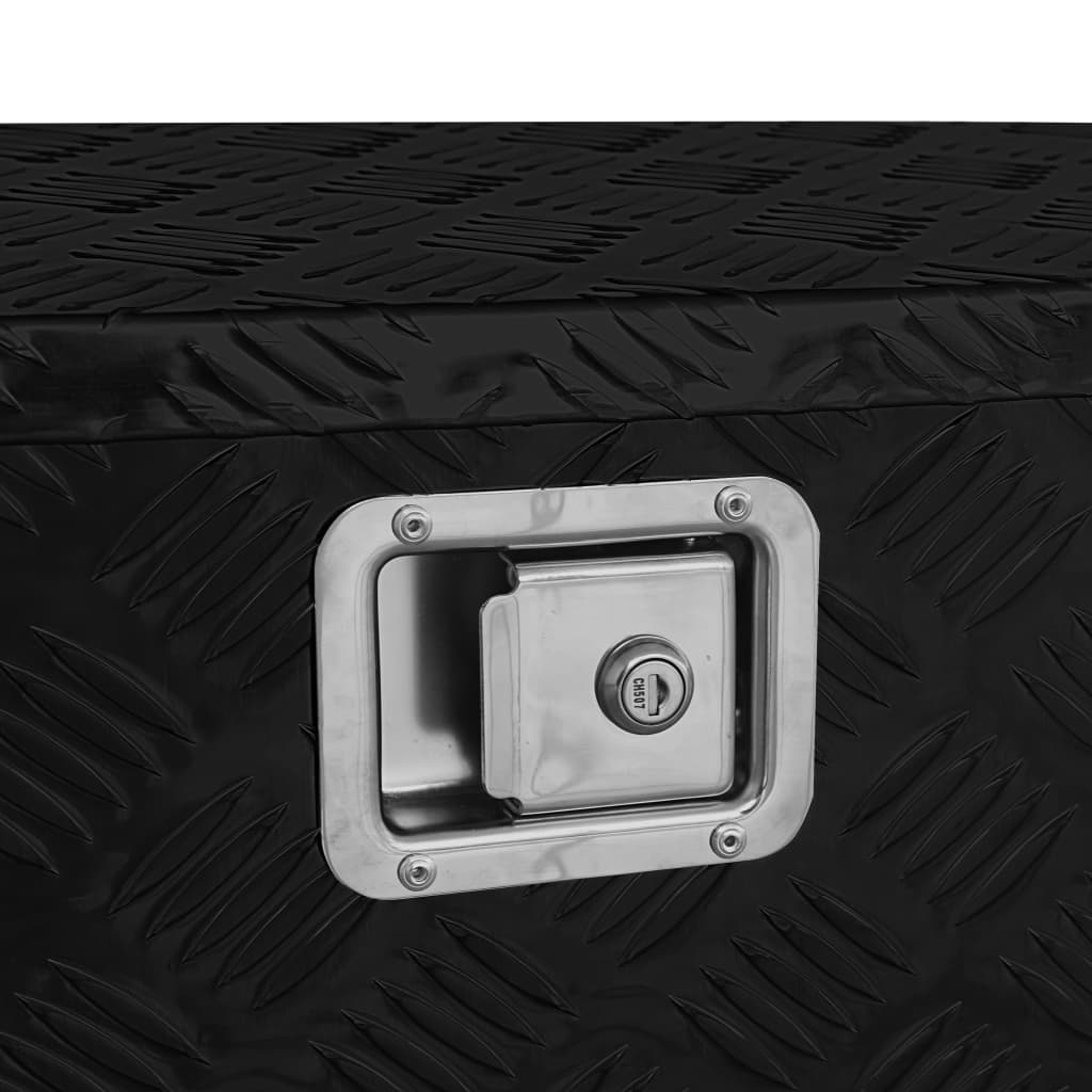 vidaXL alumīnija kaste, 70x24x42 cm, trapecveida, melna