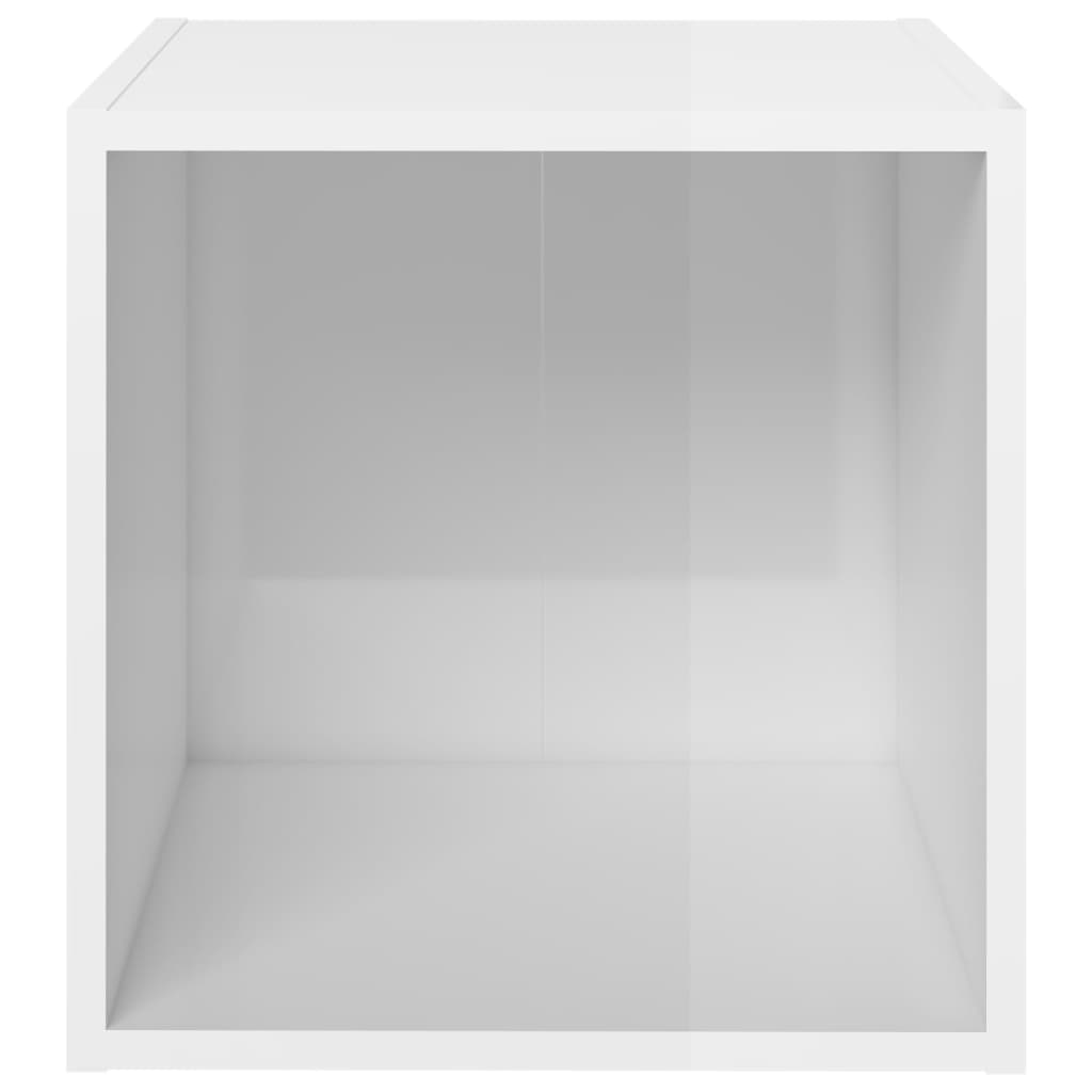 vidaXL TV plaukts, spīdīgi balts, 37x35x37 cm, skaidu plāksne