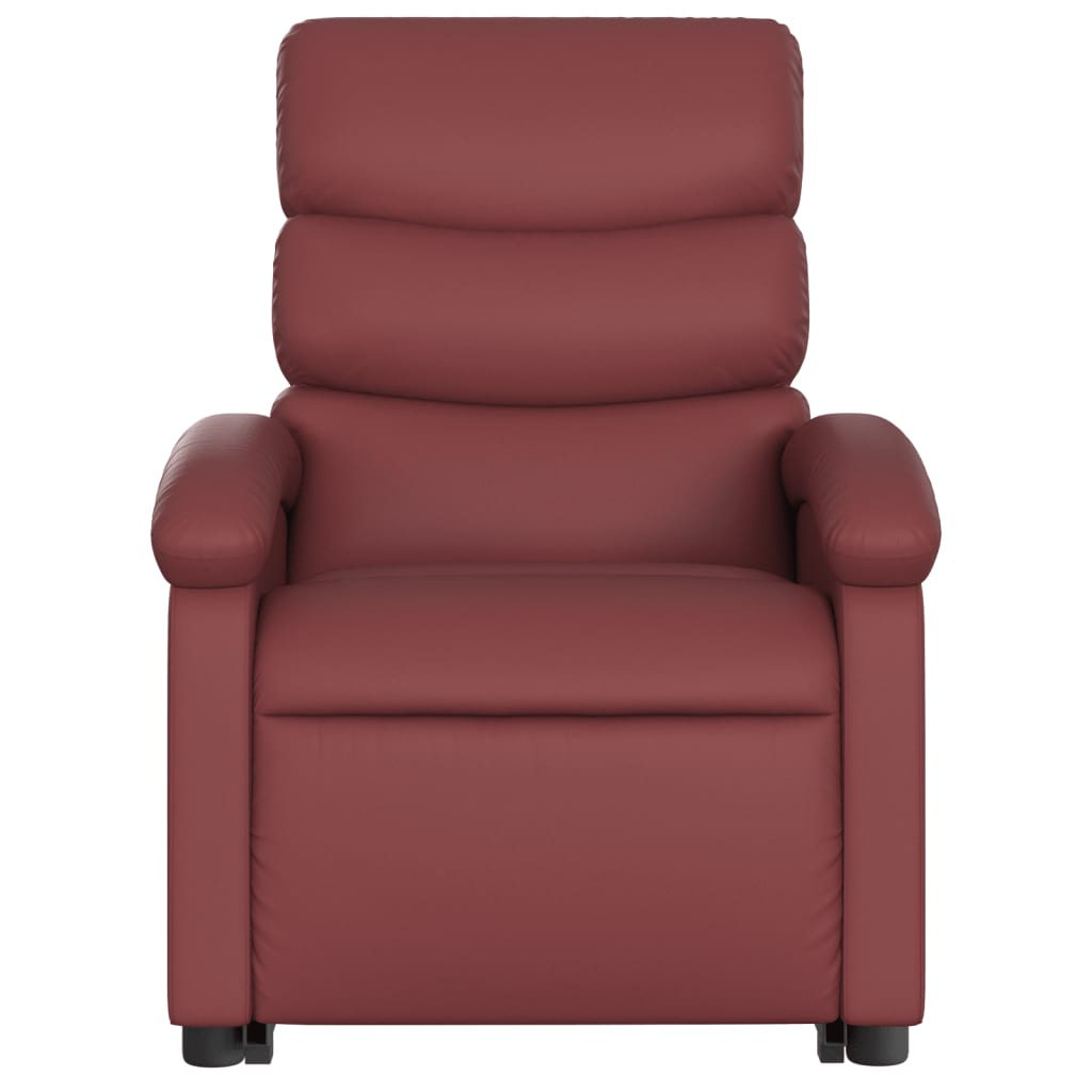 vidaXL atpūtas krēsls, paceļams, atgāžams, vīnsarkana mākslīgā āda