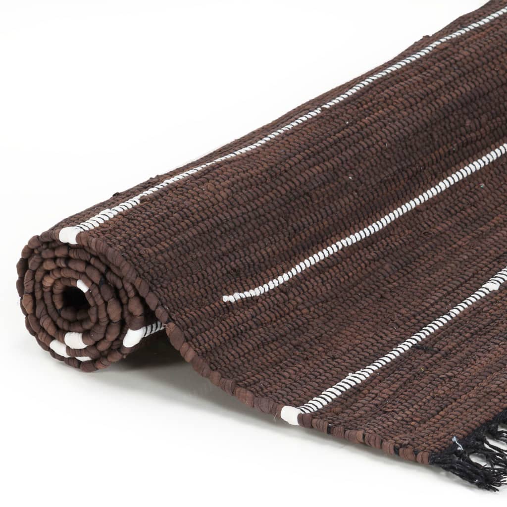 vidaXL Chindi paklājs, 200x290 cm, pīts ar rokām, kokvilna, brūns