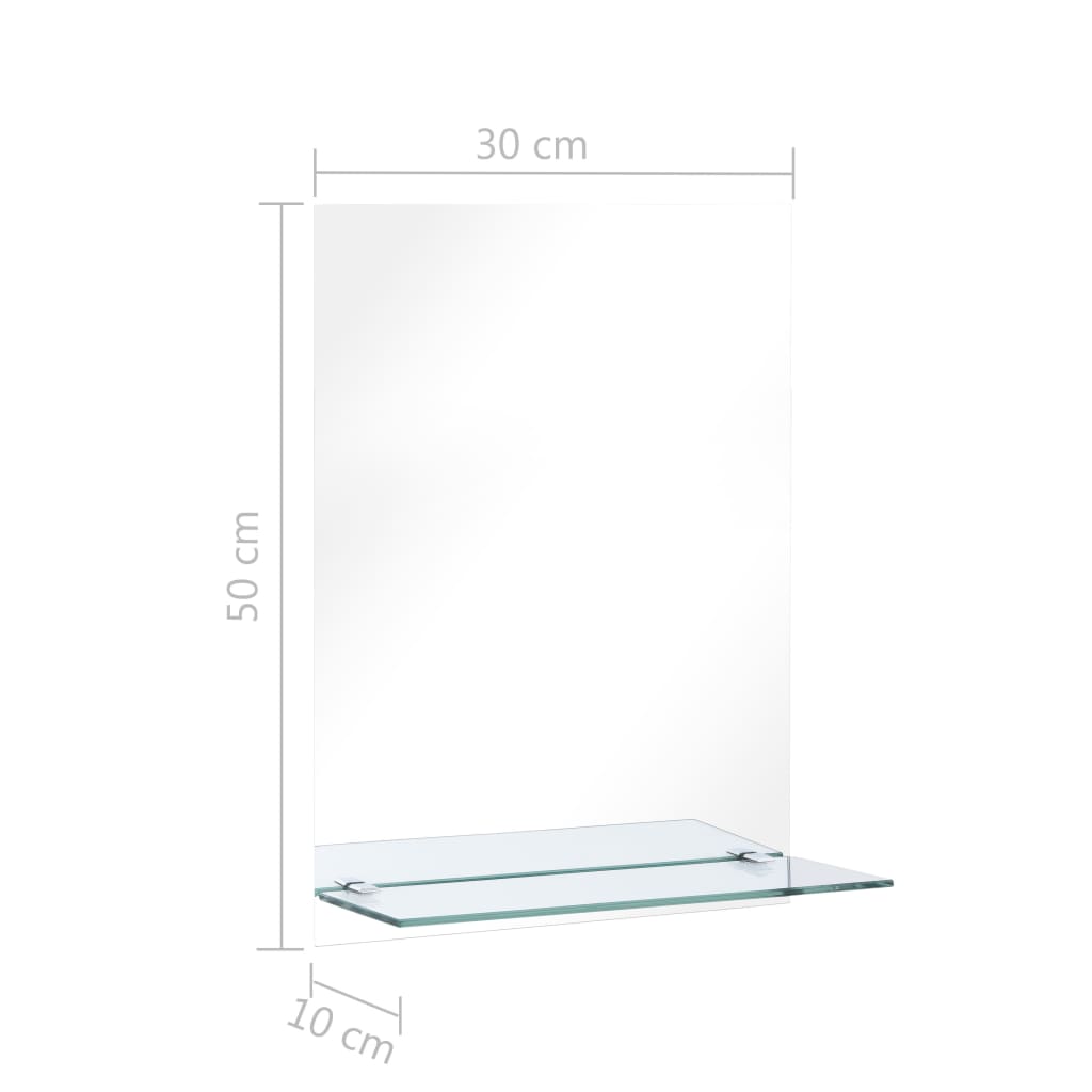 vidaXL sienas spogulis ar plauktu, 30x50 cm, rūdīts stikls