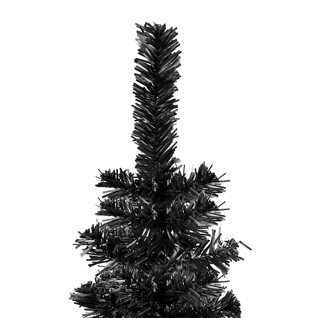 vidaXL izgaismota Ziemassvētku egle ar rotājumiem, melna, 210 cm