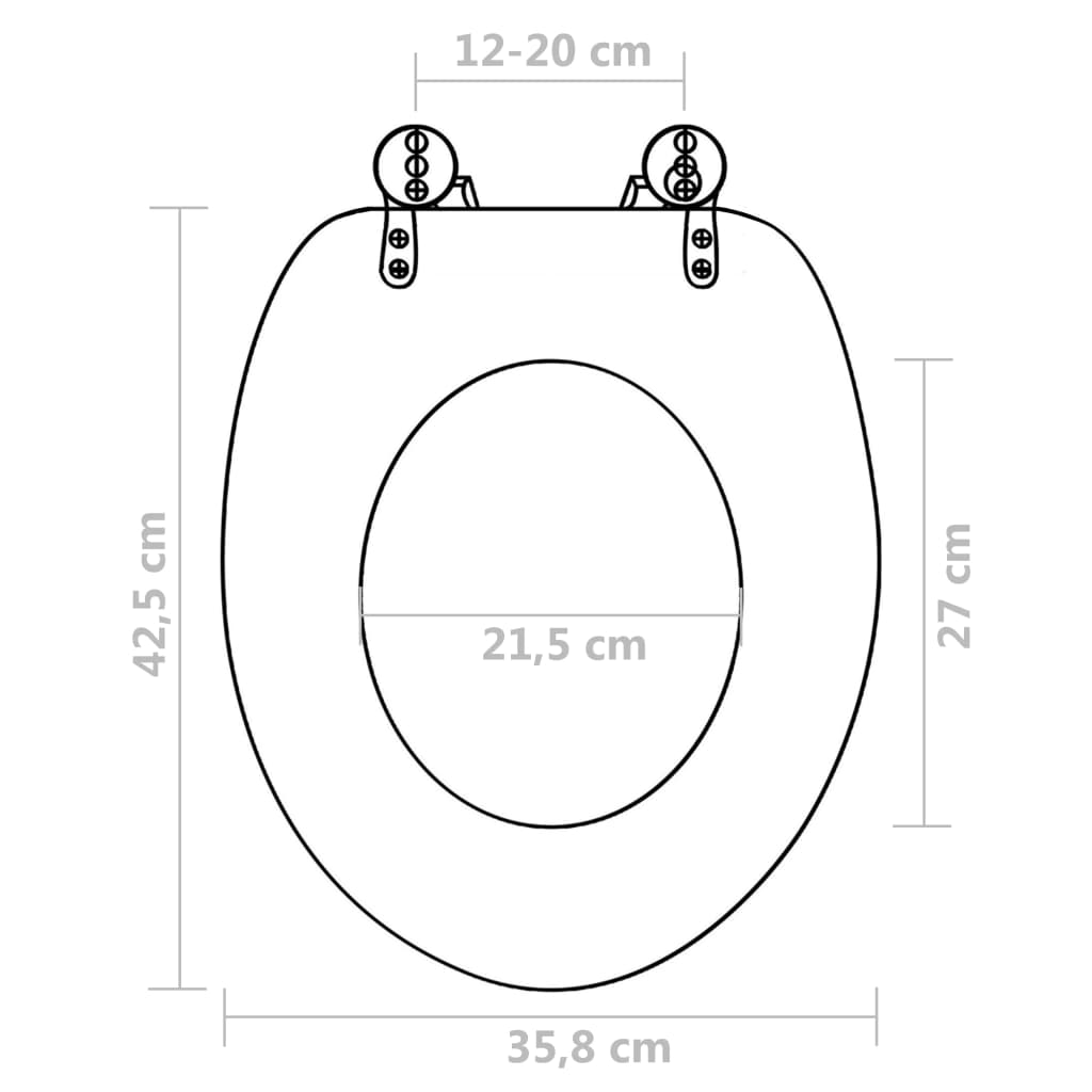 vidaXL tualetes poda sēdeklis ar vāku, MDF, vienkāršs dizains, melns