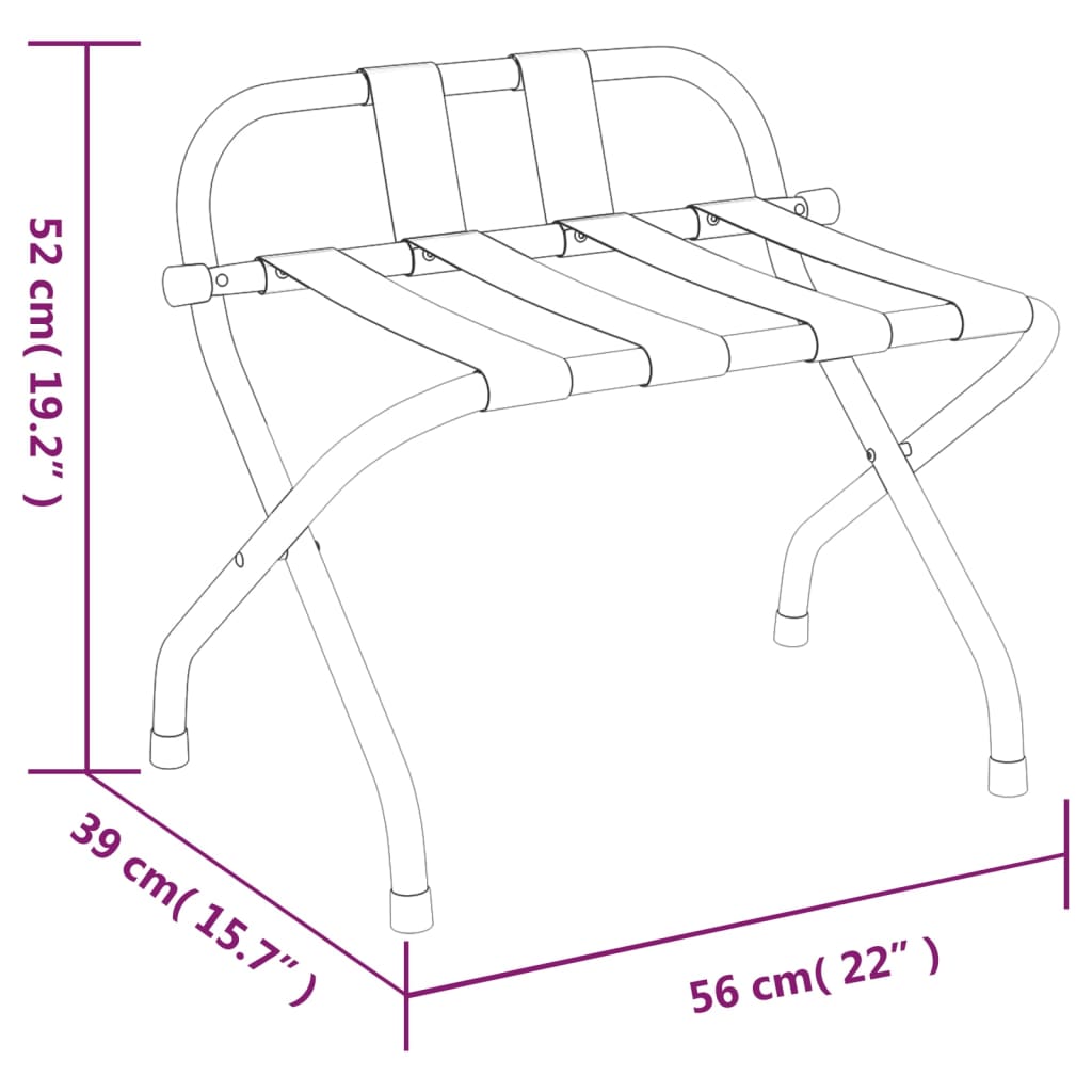 vidaXL bagāžas statīvs ar atzveltni, sudrabains, 56x39x52 cm