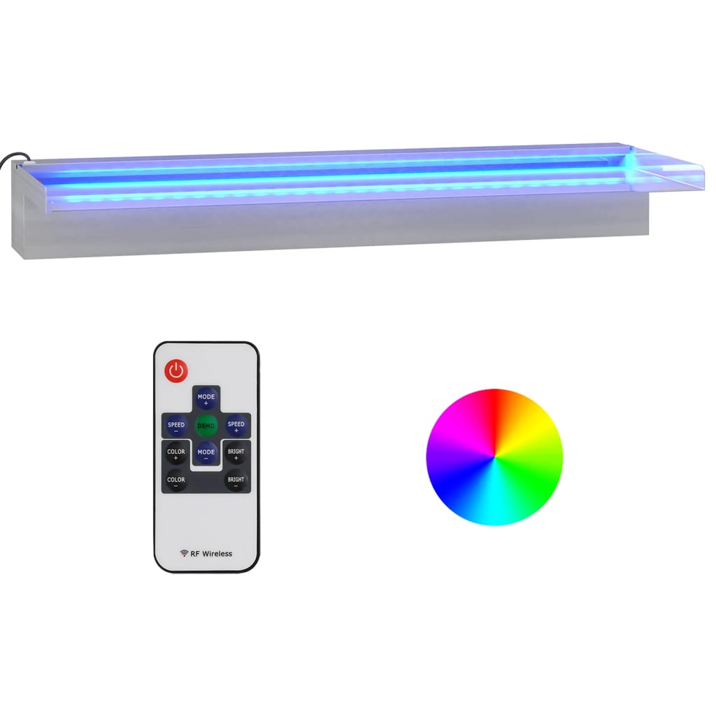 vidaXL ūdenskritums ar RGB LED gaismām, nerūsējošs tērauds, 60 cm
