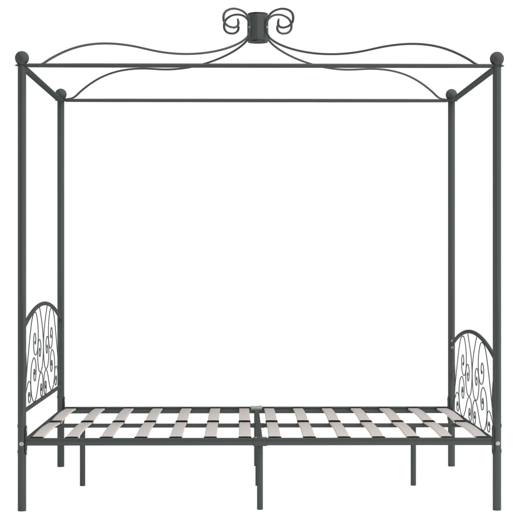 vidaXL gultas rāmis ar nojumi, pelēks, metāls, 120x200 cm