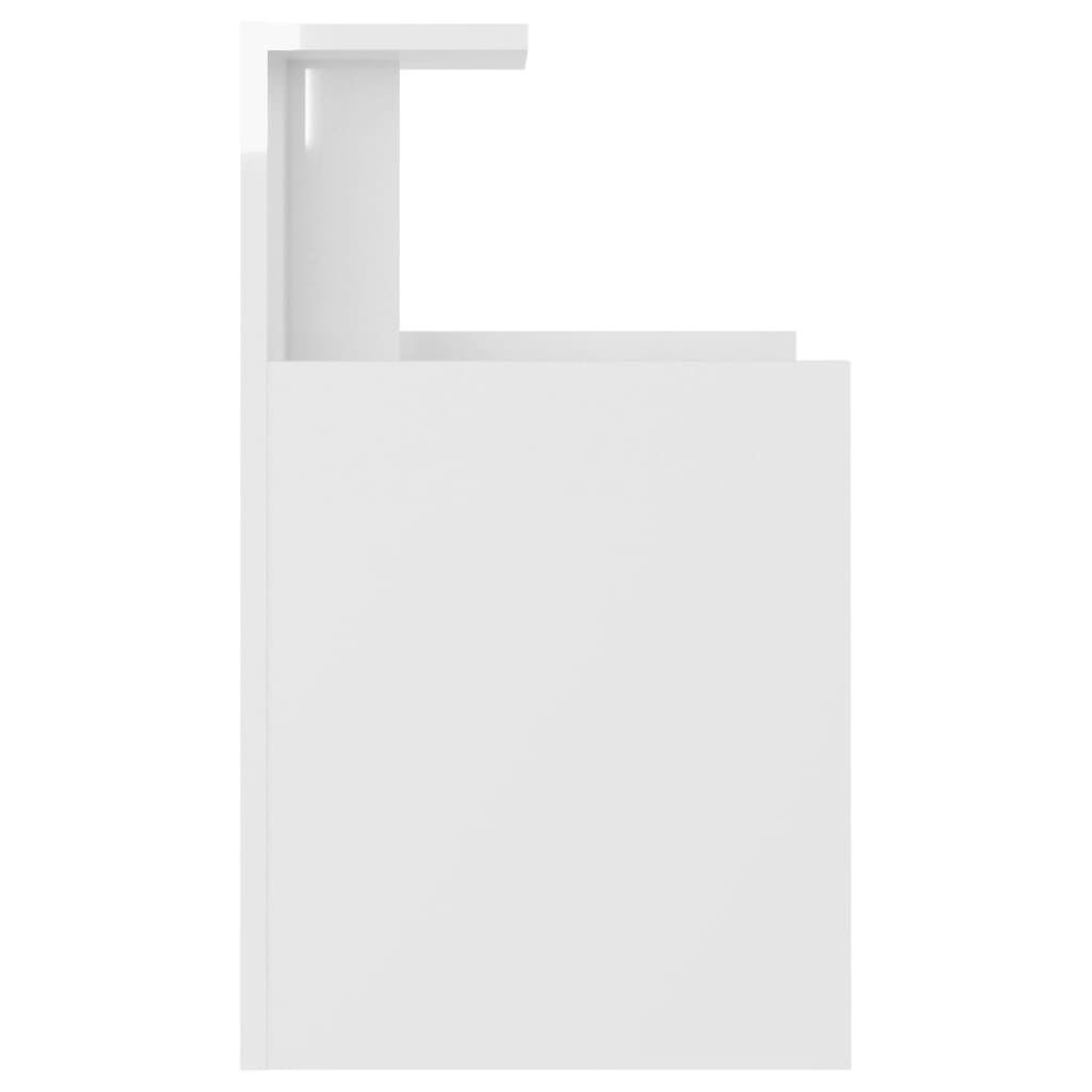 vidaXL naktsskapītis, spīdīgi balts, 40x35x60 cm, kokskaidu plāksne