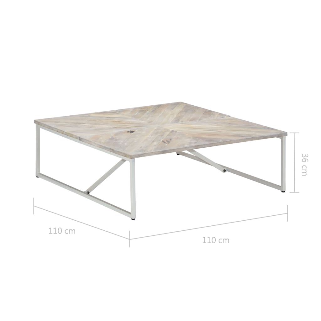 vidaXL kafijas galdiņš, 110x110x36 cm, mango masīvkoks