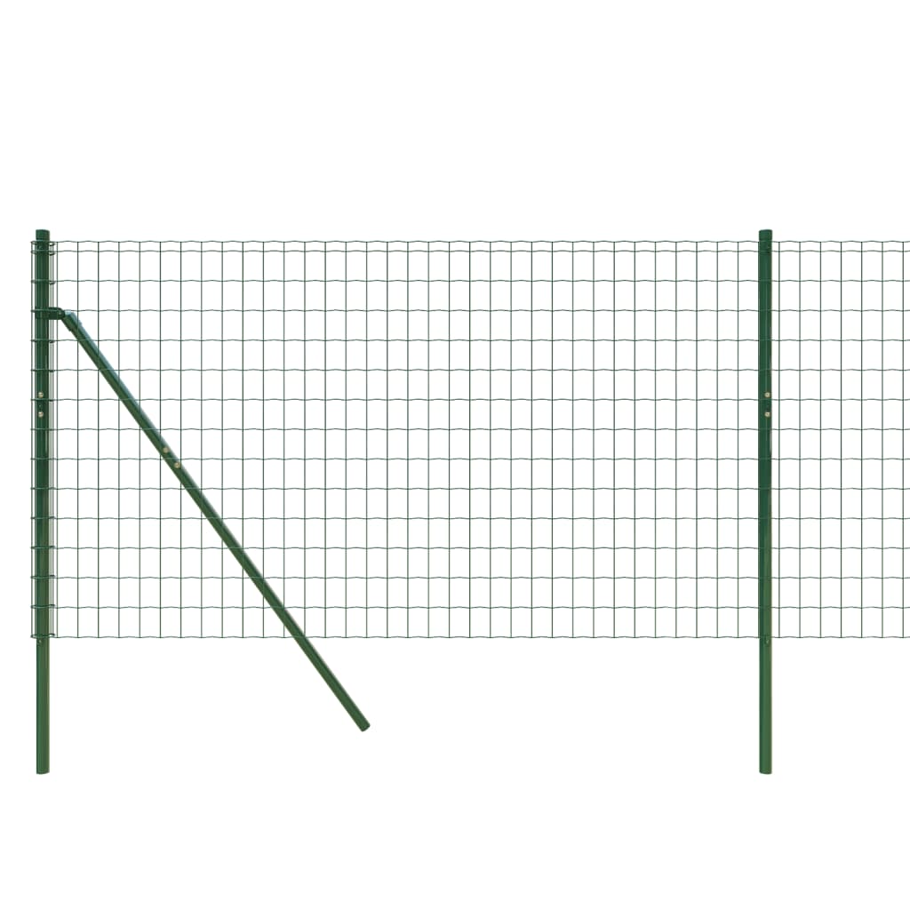 vidaXL stiepļu žogs, zaļš, 0,8x10 m, cinkots tērauds