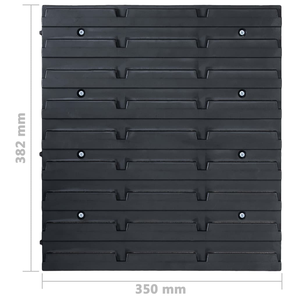 vidaXL 96-daļīgs sienas plaukts ar kastēm un paneļiem, melns, zils