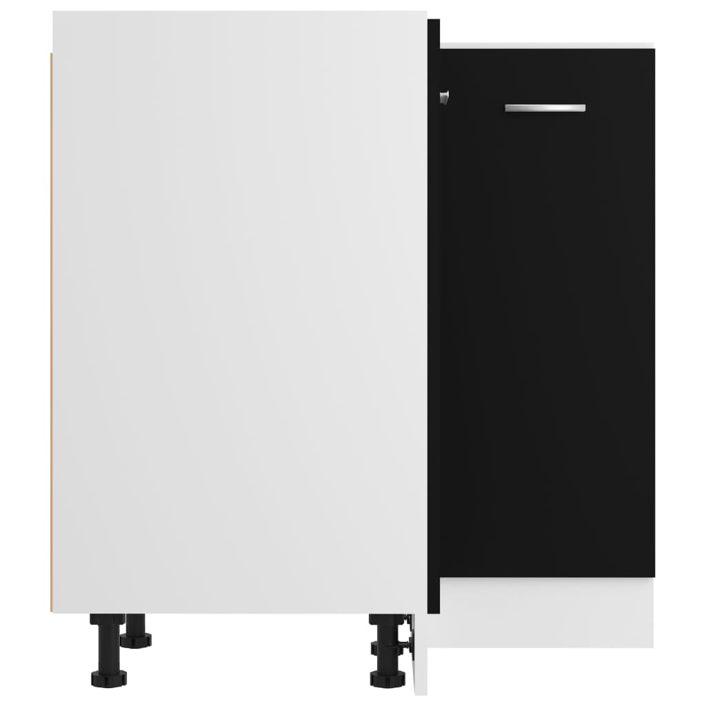 vidaXL virtuves stūra skapītis, melns, 75,5x75,5x81,5 cm