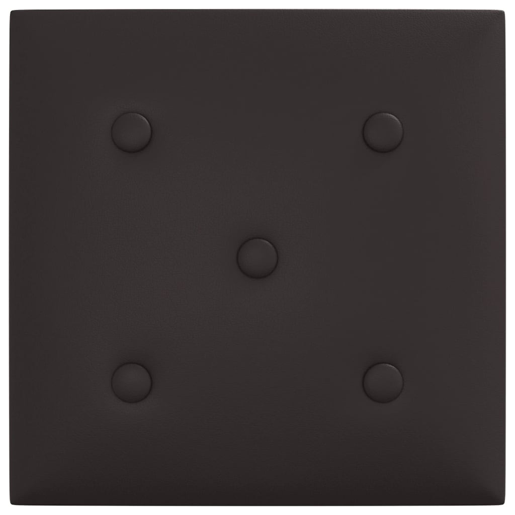 vidaXL sienas paneļi, 12 gab., melni, 30x30 cm, mākslīgā āda, 1,08 m²