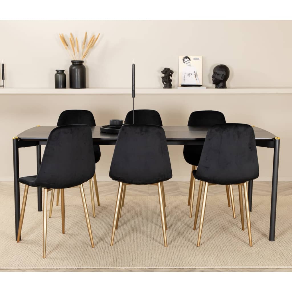 Venture Home virtuves krēsli Polar, 2 gab., melns samts un misiņš