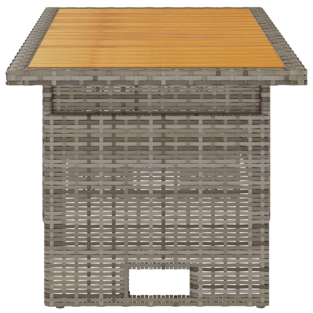 vidaXL dārza galds, pelēks, 100x50x43/63 cm, akācija, PE rotangpalma
