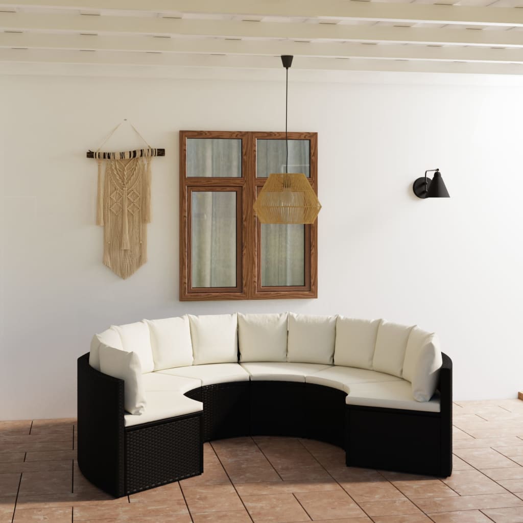 vidaXL 6-daļīgs dārza dīvāna komplekts ar matračiem, PE rotanpalma