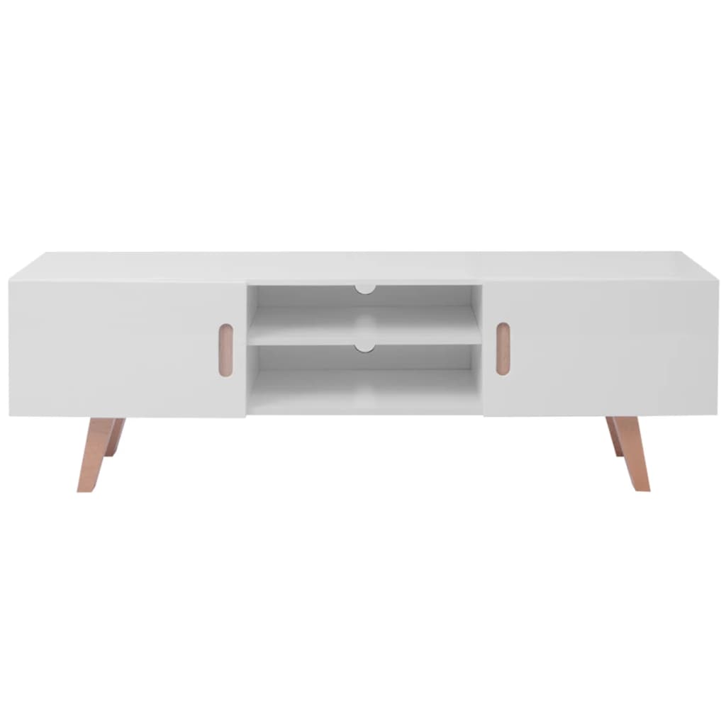 vidaXL TV galdiņš, MDF, 150x35x48,5 cm, spīdīgi balts
