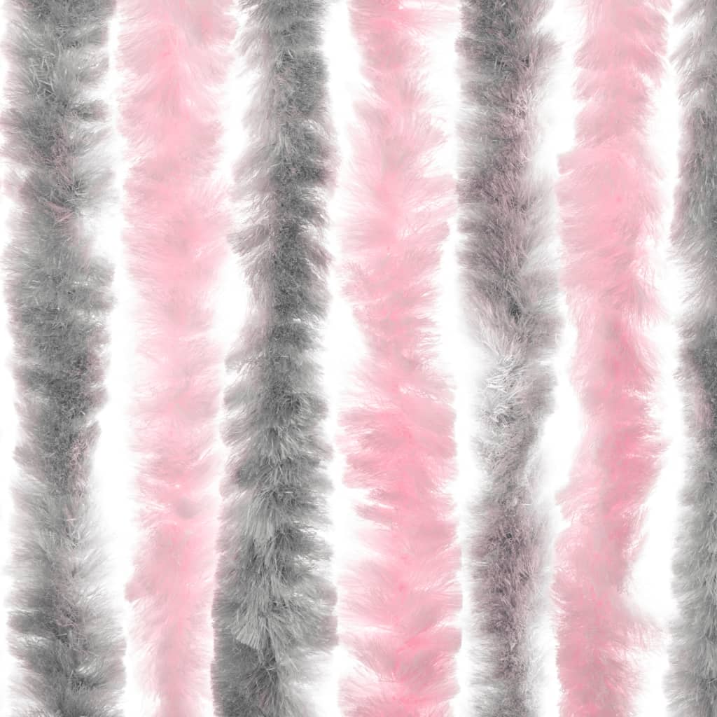 vidaXL kukaiņu aizkars, pelēks un rozā, 90x200 cm, šenils