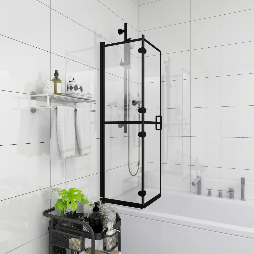 vidaXL salokāma dušas kabīne, 120x140 cm, ESG, melna