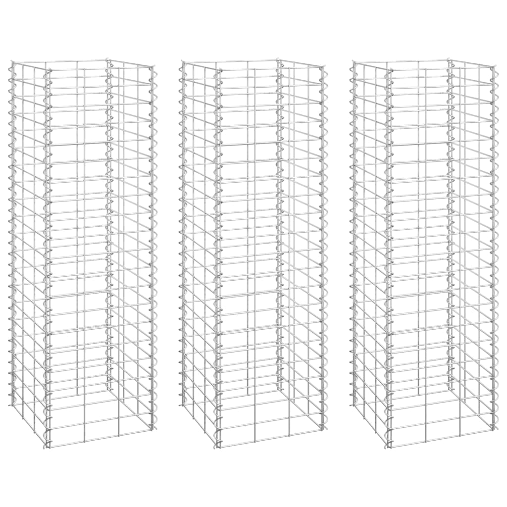 vidaXL gabioni/augstās puķu kastes, 3 gab., 30x30x100 cm, dzelzs