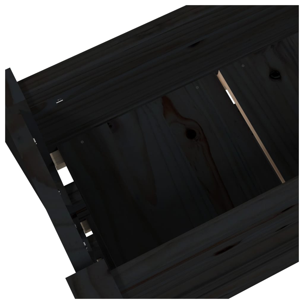 vidaXL puķu kaste, melna, 77x25x104,5 cm, priedes masīvkoks