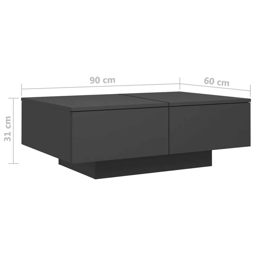 vidaXL kafijas galdiņš, pelēks, 90x60x31 cm, skaidu plāksne