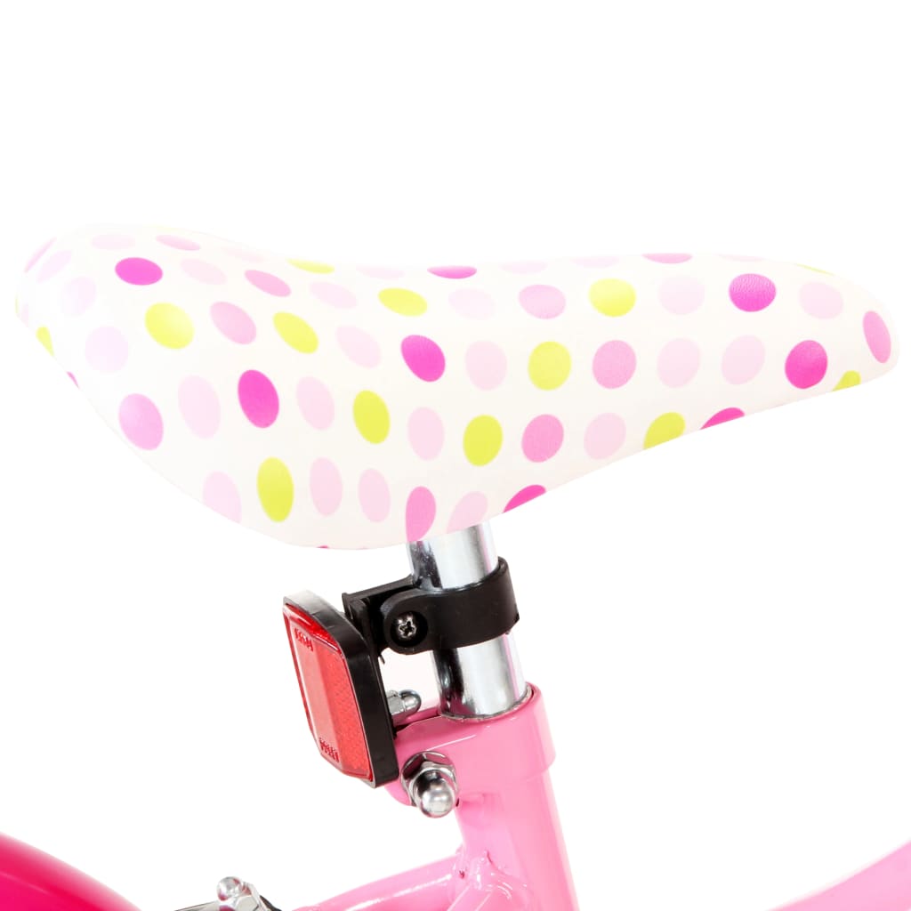 vidaXL bērnu velosipēds, 12 collas, balts ar rozā