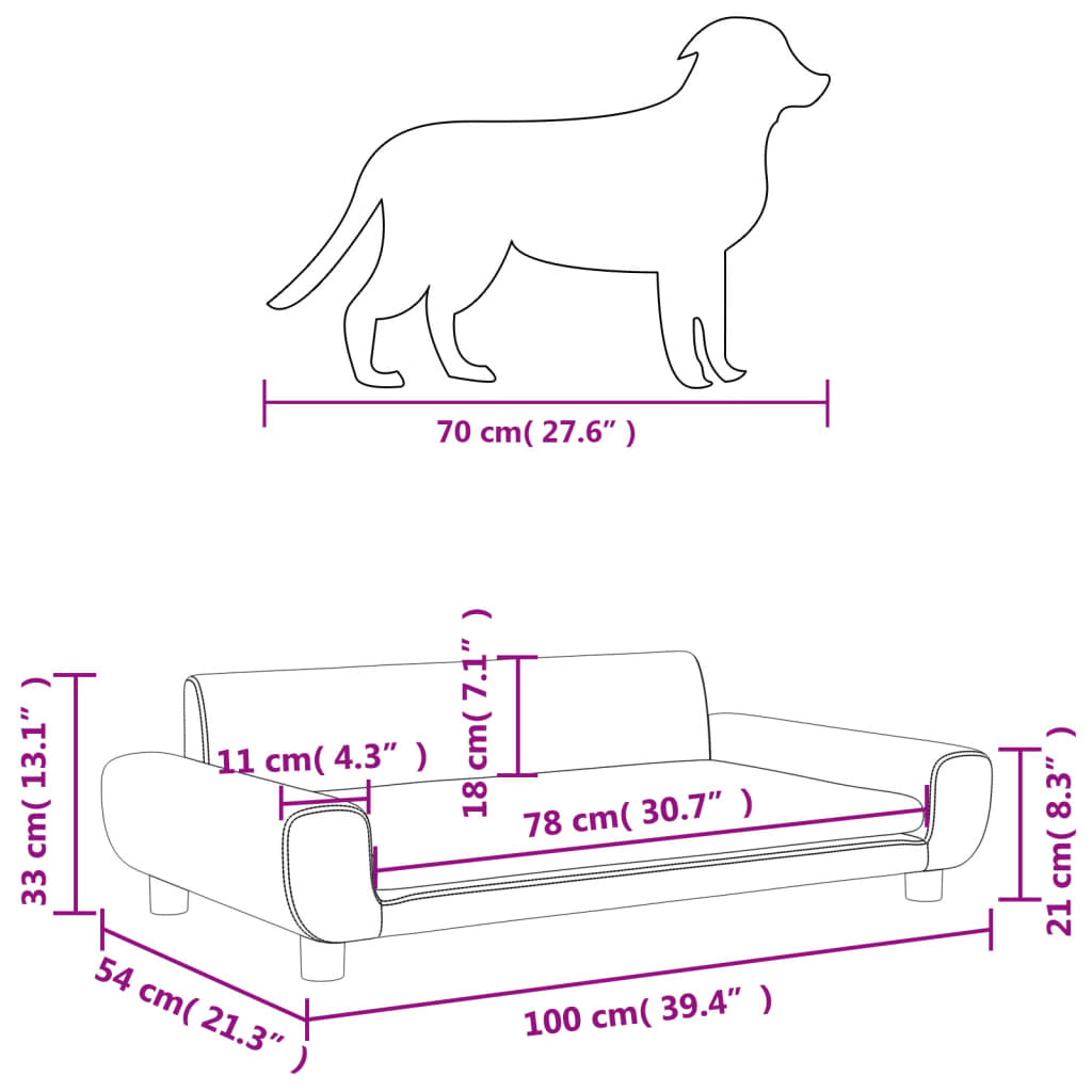 vidaXL gulta suņiem, melna, 100x54x33 cm, samts