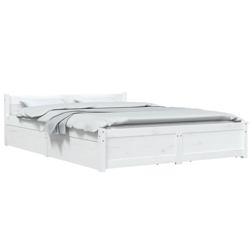 vidaXL gultas rāmis ar atvilktnēm, balts, 120x200 cm