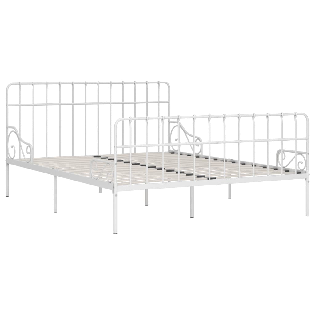 vidaXL gultas rāmis ar redeļu pamatni, balts metāls, 200x200 cm